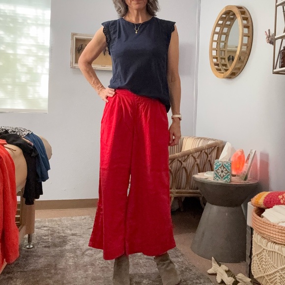 A new day high rise wide leg linen blend Red pants size medium - Picture 1 of 12